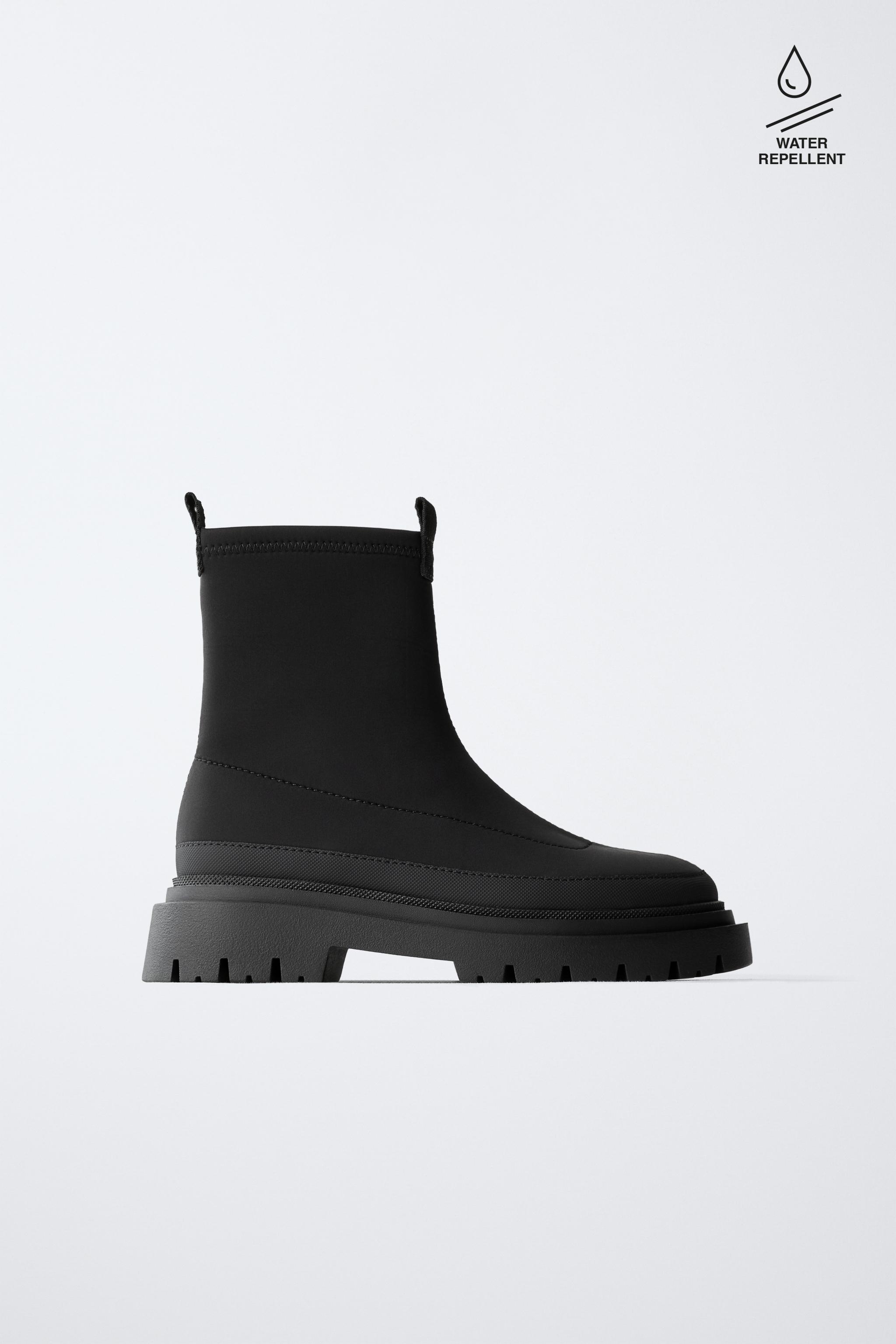 WATER REPELLENT SOCK-STYLE ANKLE BOOTS